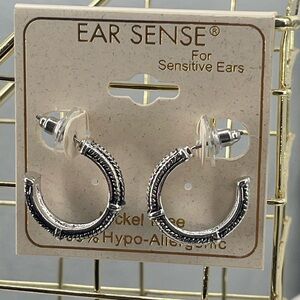 Ear Sense NWT silver toned rope nautical hoop earrings